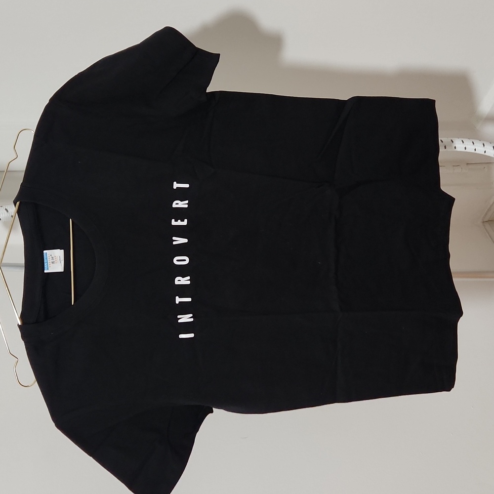 Black "Introvert" Graphic Tee – Size S